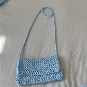 Handcrafted Blue Crochet Shoulder Bag